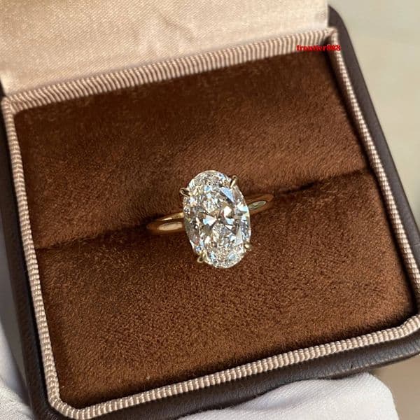 IGI Certified VVS1 HPHT CVD Diamond Oval Cut Pigeon Egg Ring 2/3 CT 14K 18K Solid Gold Women Bridal Engagement Jewelry