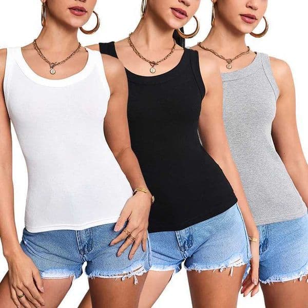 1/3 Pcs Womens Four Season Thin Slim Fit Solid Color Vest For Teenagers And Girls Solid Color Versatile Top Sexy Suspender BaseT260605