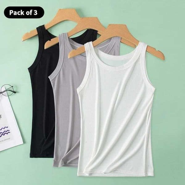 Ladies Solid Color Vest 3-piece Fashion Joker Young Woman Threaded Camisole M260605