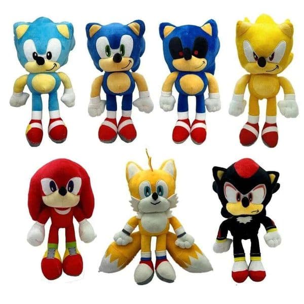 The Hedgehog Plush Toy, Classic Stuffed Doll, Soft Blue Sonic Plushie with Red Shoes, Collectible Gift for Kids 26W0605