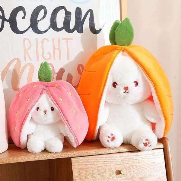 Kawaii Fruit Transfigured Bunny Cute Carrot Strawberry Turn Into Rabbit Plush Toy Kids Birthday Christmas Gift kkk