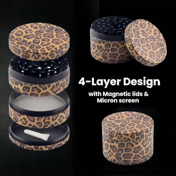 162 Inch Leopard Print Herb Grinder Portable 4 Sections Spice Cigarette Shredder Kitchen Gadgets Smoking Accessories 260605