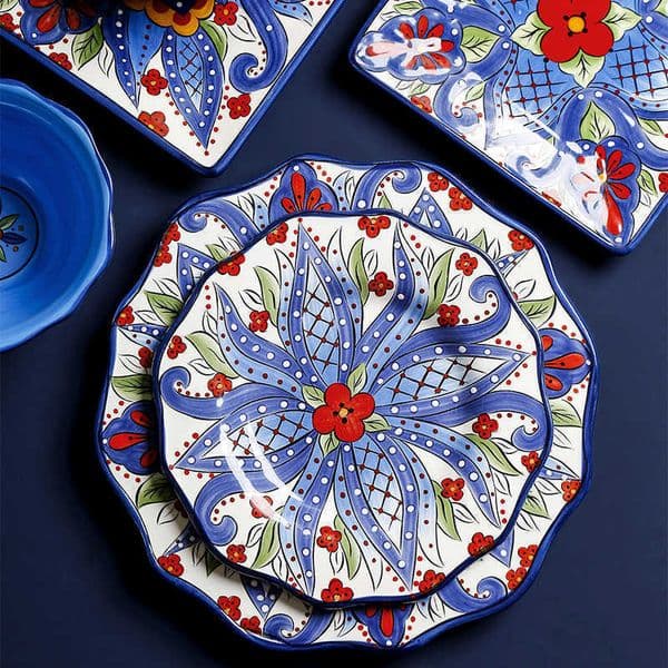 household European creative ceramic tableware set hand-painted large-size Western food steak Dutch side plate square plate tablewareL260529 Y260605