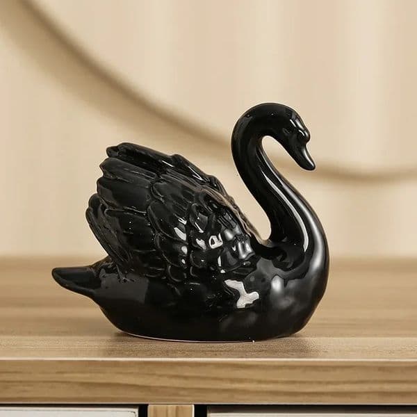 Couple Swan Ceramic Jewelry Creative Black and White Living Room Study Animal Bonsai DIY Soft Decoration Home Accessories 260601