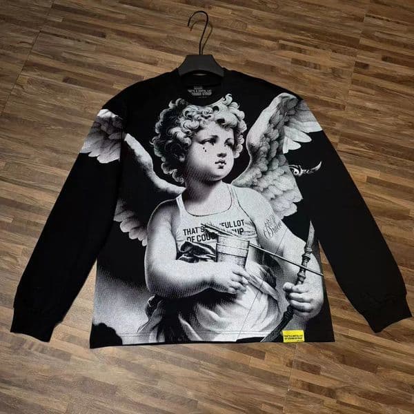 Streetwear Character Big Letter Long Sleeve Tshirts for Men and Women Crew Neck Ropa Hombre Baggy Cotton Top Tees Oversized 260604
