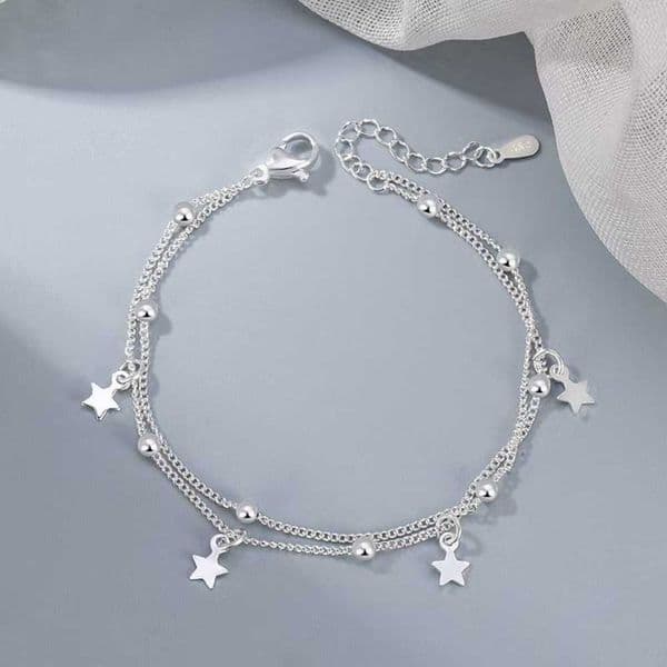 Silver Sterling Nice star 925 chain Bracelets Fashion cute gift Jewelry Charms for men Women Lady Wedding 185CM M260605