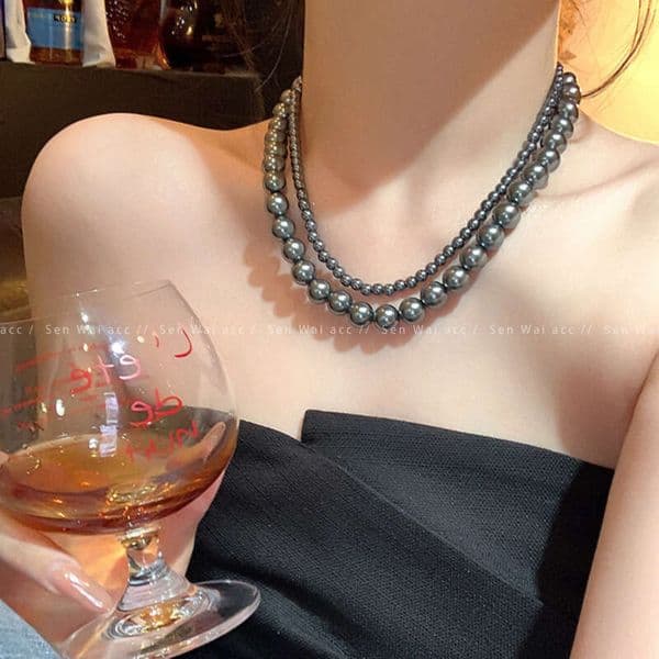 Designer Jewelry Luxury Jewelry French-Style Vintage Gray Pearl Necklace For Women, 2026 New Model, Elegant And Versatile Sweater Chain,