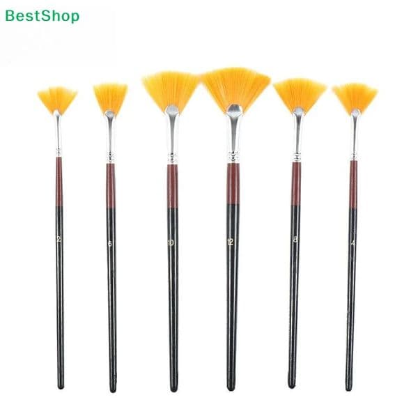 6Pcs Oil Acrylic Paint Brushes Fan Nylon Hair Watercolor Artist For Painting 260605