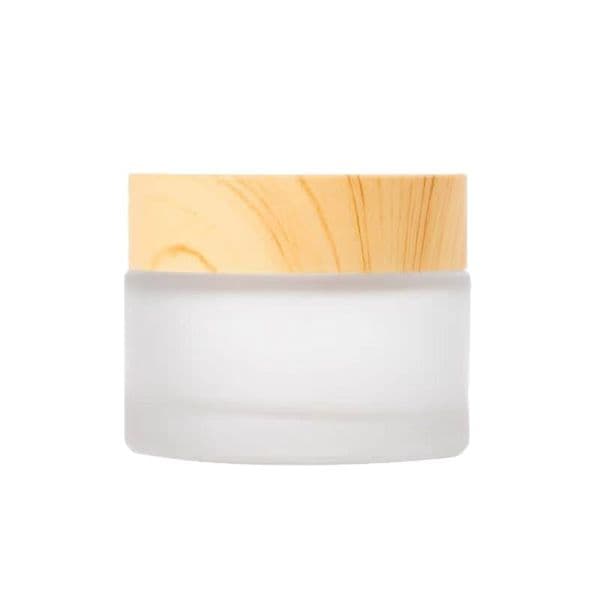 Frosted Glass Bottle Cosmetic Cream Jar Container Portable Lotion Spray Bottles with Imitated Wood Lid 10g jar