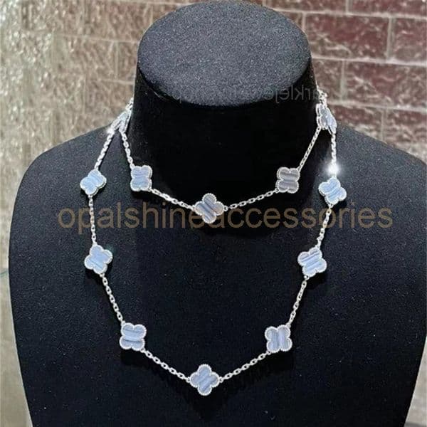 Four-leaf clover ten-flower necklace women thickly plated white mother-of-pearl red agate 10-flower chain vanism cleef necklace