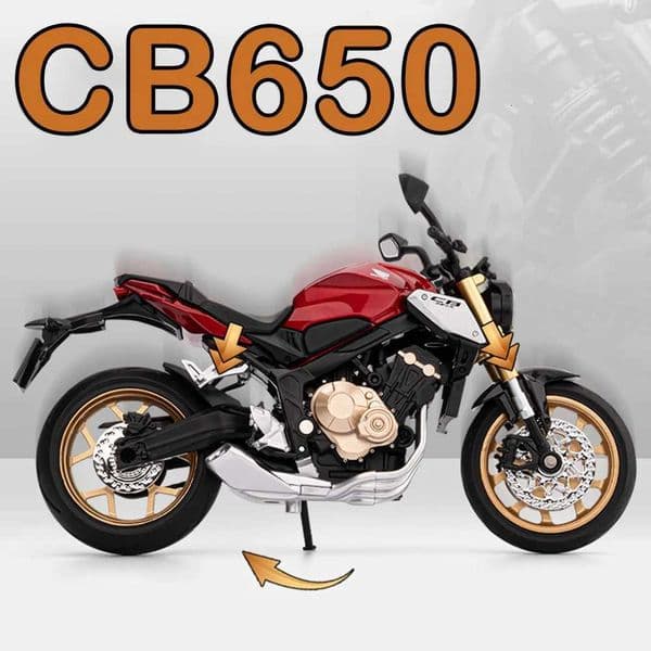 112 Honda CB650 CB400F Diecast Alloy Car Toys Models Motorcycle Front Wheel Steering with Sound Light Vehices Collect OrnamentsT260605