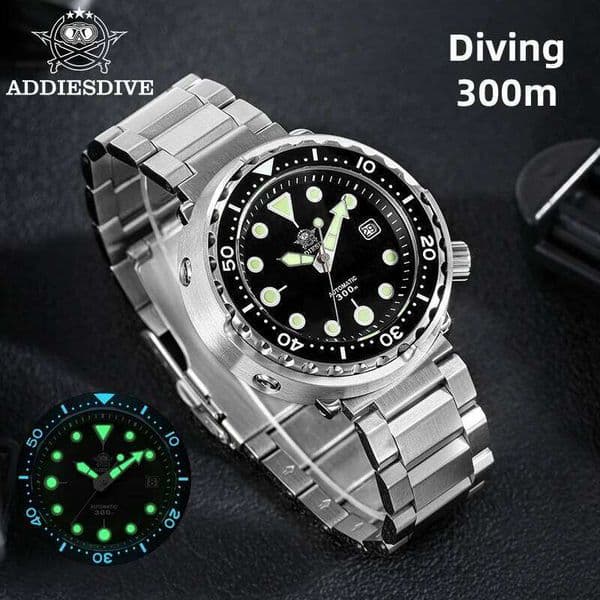 ADDIESDIVE Luxury Diver's 316L Stainless Steel BGW9 Super Luminous 300m Tuna Automatic Watch Men's Gift Clock AD2522 W260605