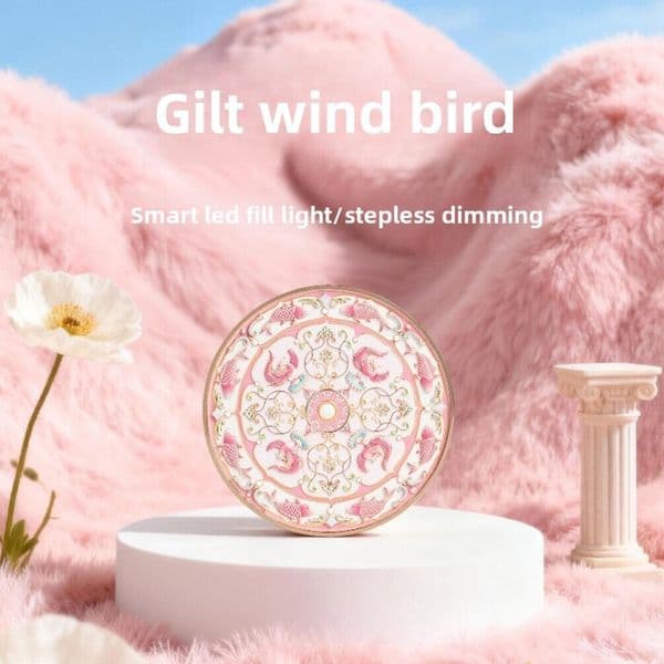 2026 Designer Guochao Cultural Creative Gilded Phoenix Bird LED Fill Light art Mirror Compact And Portable Must-Have Going Out Ginew ft For Girlfriend Free Shipping