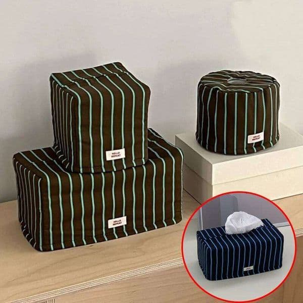 1PC Stripe Case Vintage Living Room Box Paper Holder Tissue Pouch Kitchen Storage &Organization Desktop Decoration J260605