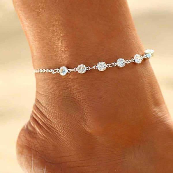 simple Jewelry summer fashion foot chain diamond hanging ring single layer foot chain L2606031I8L