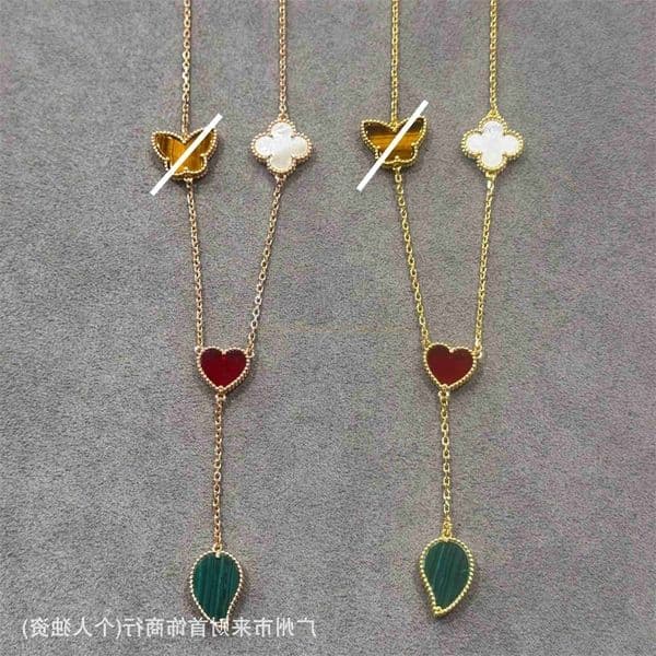 F brand fashion four-leaf clover butterfly floral sweater necklace for women color-retaining vanism cleef necklace