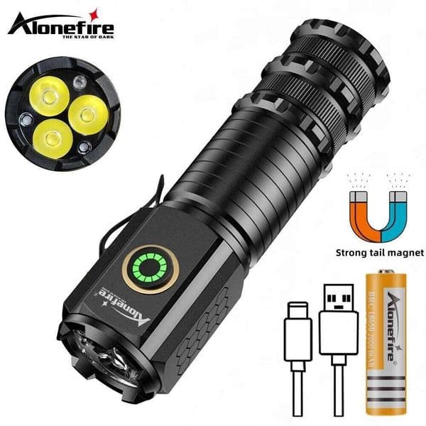 High Bright 3x Led Flashlight Type-C USB Rechargeable Portable Clip Magnet Car Repair lamp Backpack Pocket Strobe light Torch 26L0605