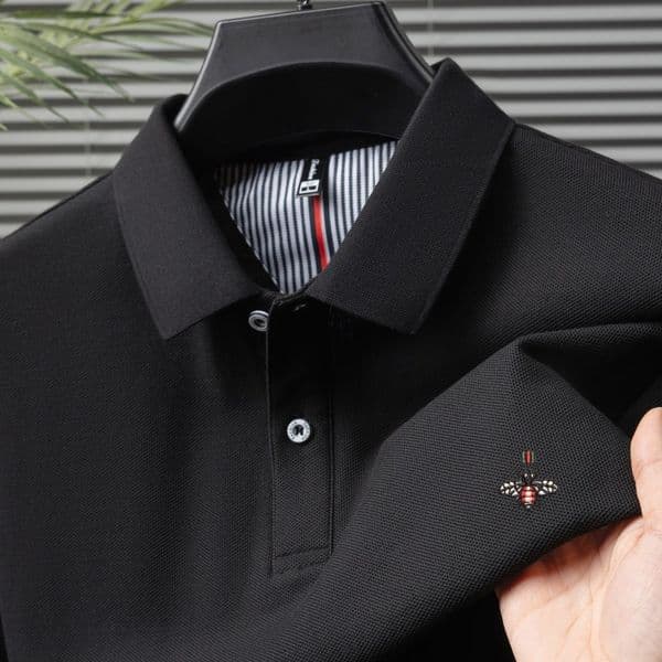 designer 2026 Summer Men's Short-sleeved Polo Shirt made of pure cotton designed for middle - aged men featuring a fashionable breathable short -
