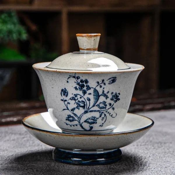 2026 new room Luxury Designer Decor Vintage Firewood Hand Painted Gaiwan Ceramic Blue And White Ceremony Kung Fu Tea Set Stoare Brewing Cover Bowl Tu 5