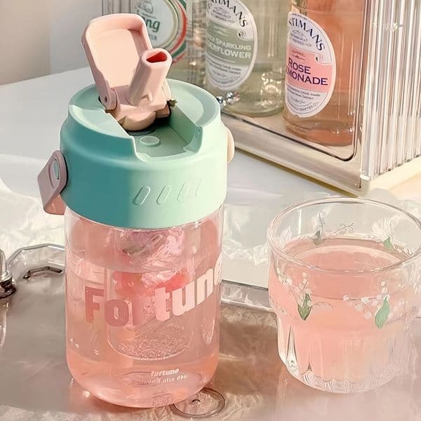 600ml Straw Cup Plastic Tea Water Separation Summer Bottle with Infuser Leakproof Flower Coffee Mug 260601