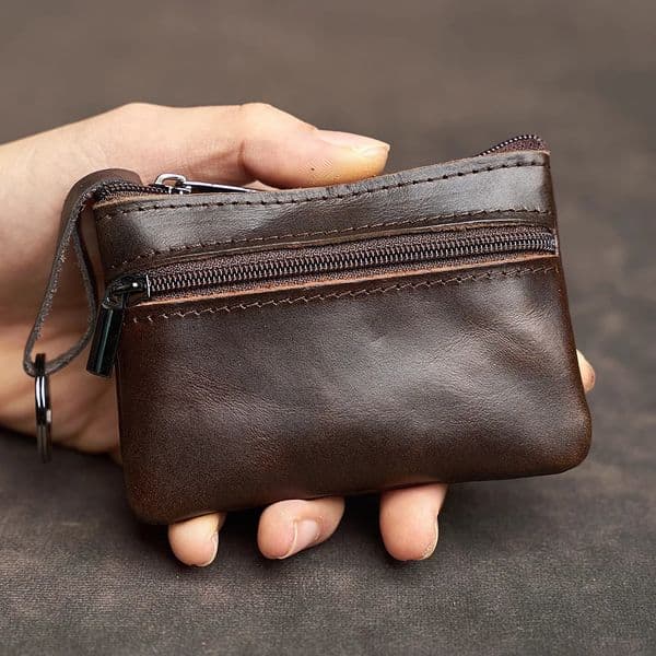Genuine Leather Mini Coin Purse Head Layer Cowhide Card Bag Handmade Zipper Wallet Car Key Case Short Lady 260605