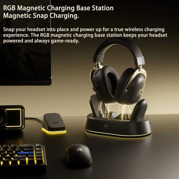 V9 Turbo MCHOSE 71 Surround Sound Magnetic Wireless Gaming Headset90 Swivel Ear Cu 60mm Low Latency RGB Magnetic ChargingL260604