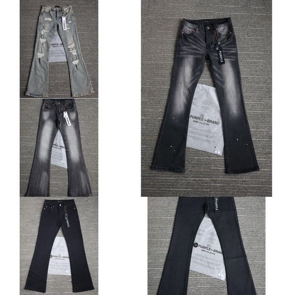 Mens Purples Jeans Denim purple jeans man Designer shorts Men Black Pants High End Quality Straight Ripped Biker Jean Slim Fit Motorcycle Clothing e6