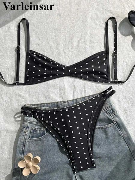S - XL Polka Dot V Neck Bikini Women Swimwear Female Swimsuit Two-pieces Bikini set High Leg Cut Bather Bathing Suit Swim V8147T260606