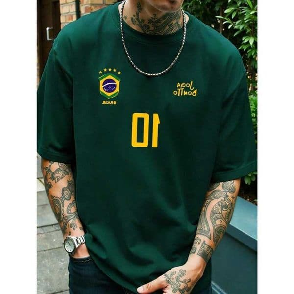 ArrivalBrazil New Soccer Inspired T-Shirt Men Football Fan Casual Cotton Short Slve Tops Ts D260606