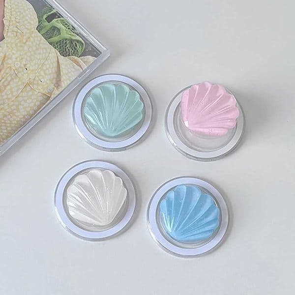 Korea Cute 3D Glitter Seashell For Magnetic Phone Griptok Grip Tok Stand For iPhone Wireless Charging Case Holder Ring J260606