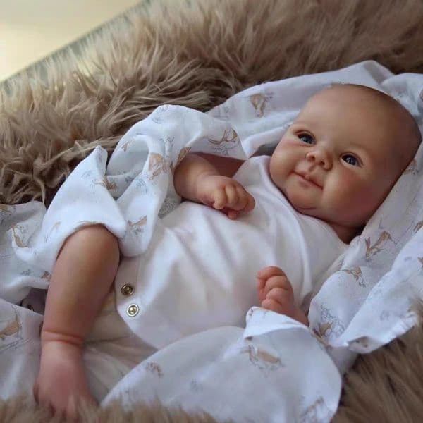 Lifelike Real Life Reborn Newborn Baby Doll, Full Soft Silicone Handmade Infant Doll with Rooted Hair, Realistic Collectible Toy Gift for Doll Collectors & Hobby Fans