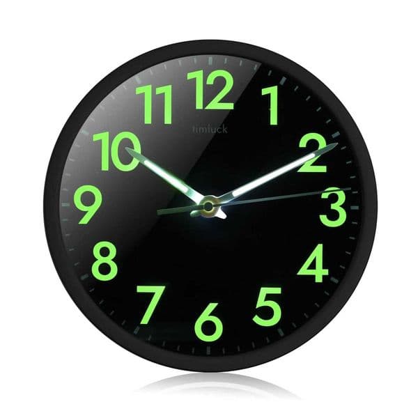 Wall LED Silent Clock Non-ticking with Light Sensor Auto-Illuminated Numbers Hands Adjustable Brightness Non-Fluorescent J260606