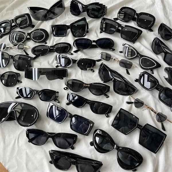 The Most Comprehensive Black Sunglasses Collection Y2K/Sunshade/Large Frame Sunglasses Cat's Eye Sunscreen Glasses 260603