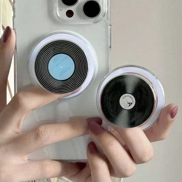 CD Funny Retro 3D Disc For Magnetic Phone Grip Tok Griptok Stand For iPhone Foldable Wireless Charging Case Ring Holder J260606