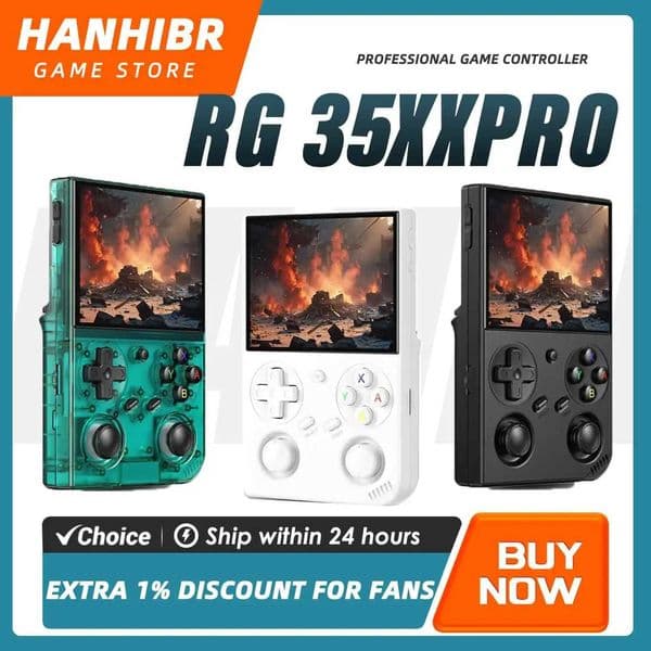 ANBERNIC RG35XX PRO Vertical Retro Gaming Console 35 IPS OCA Screen Linux 64-bit True Dual Joysticks Vibration Motor RixelHK Z260606