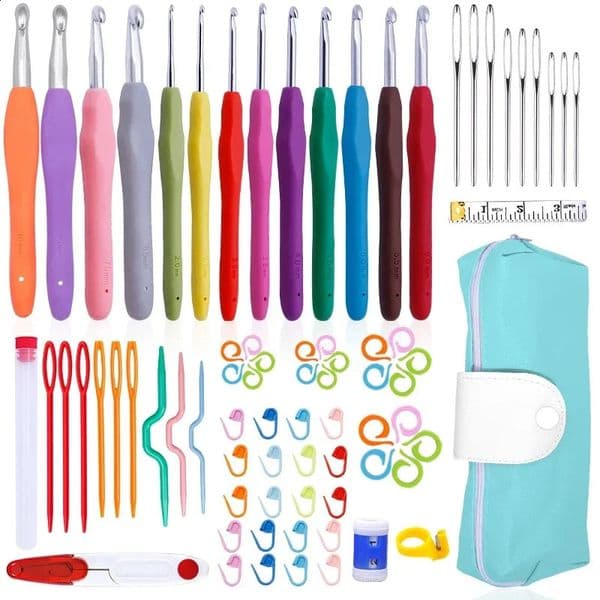 BUDDUR Crochet Knitting Needles Kit With Storage Bag And Steel Large Eye Blunt Needle For Fabric Weaving DIY Handmade Craft Set 260605