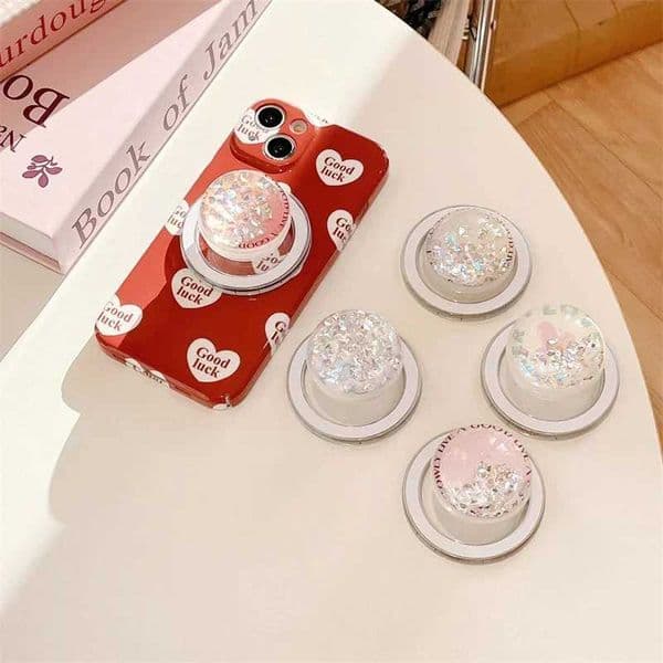 Luxury Crystal Glitter Liquid Quicksand Magnetic Phone Powder Flower Grip Holder for Socket Case Cover Bracket Stand J260606