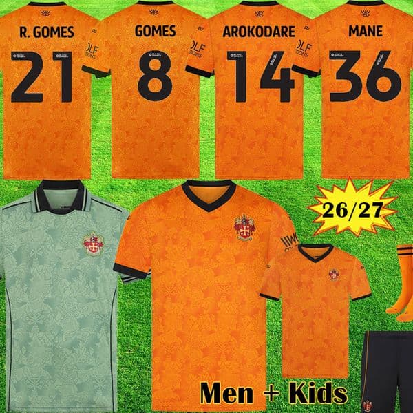 wolveses 26 27 150th Soccer Jerseys HEE CHAN AGBADOU TOTI WOL Kit Wolverhamptons Wandererses Jersey 70 Year Anniversary WOLF Football Shirts GOMES uniform Kids