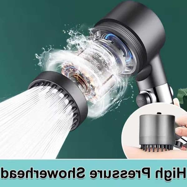 4 High Modes Pressure Shower Head Adjustable Showerhead With Massage Brush Filters Water Saving Shower Bathroom Accessories C260606