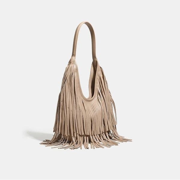 2026 Spring/Summer New trend Fashionable Maillard Style Women's Tassel Bag Retro Handbag Large Capacity Underarm Bag Holiday Bag