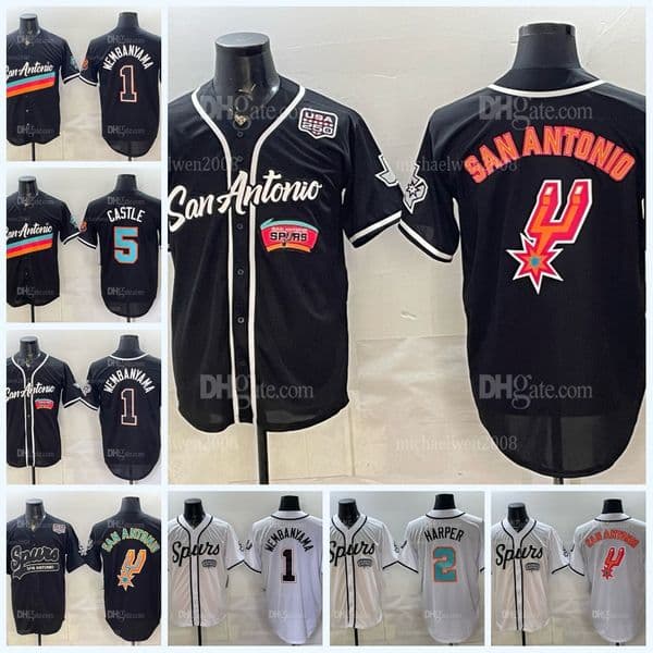 SanAntonio Spur 2026 Baseball Jersey Victor Wembanyama Stephon Castle Dylan Harper Devin Vassell De'Aaron Fox Harrison Ingram Barnes Keldon Johnson MEN YOUTH