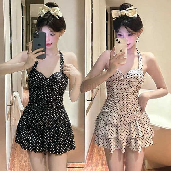 High-end Popo Group Classic New Bodian Cake Skirt Slim Fit and Slimming One-piece Swimsuit for Women.R260606