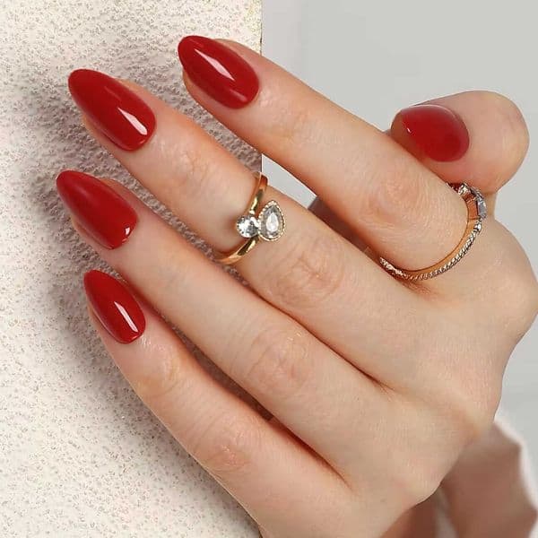 fake color almond 24PCS- Solid nails full coverage of red simple and elegant delicate and elegant suitable for fashion girls.R260606
