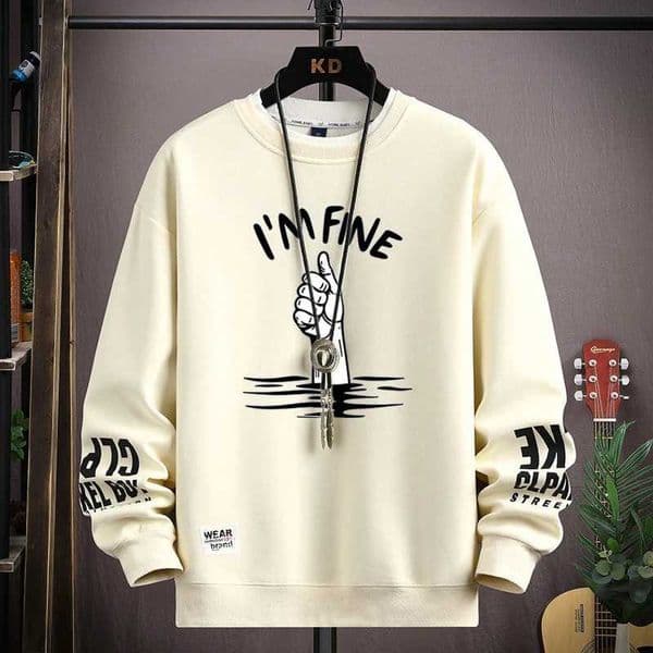 Spring New Mens Sweatshirt Hoodies Im Fine Trendy Printed Long Slve T-shirt Fashion Mens Clothing Khaki O Neck Harajuku Top D260606