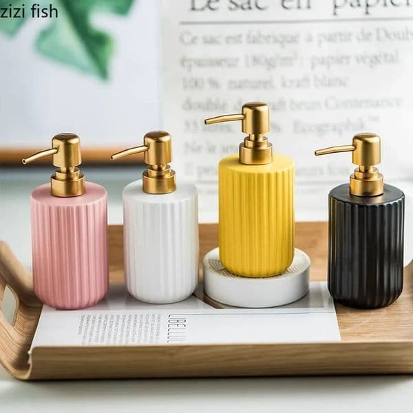 Matte Striped Ceramic Lotion Bottle Soap Bottle Soap Dispenser Empty Bottle Shower Gel Shampoo Dispenser Bathroom Accessories 260605