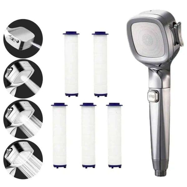 New 4 Mode High Pressure Head With Switch On Off Button Sprayer Water Saving Adjustable Shower Nozzle Filter For Bathroom W260606