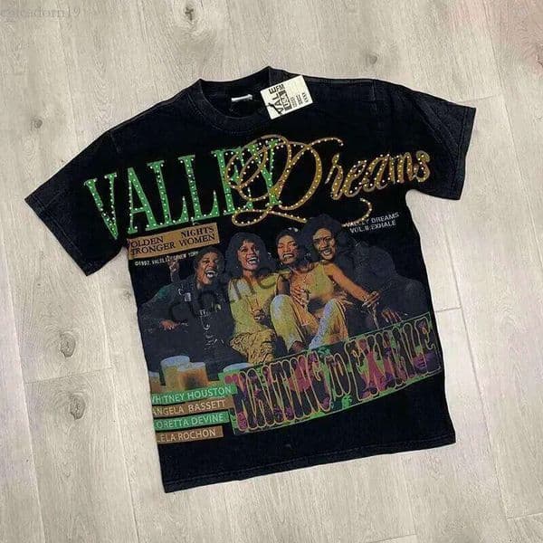 valley dreams Quality Cotton Vintage Wash Black valley shirt Men Couple Style Character Pattern valley Print Rhinestone valley dreams shirt high quality shirts 212