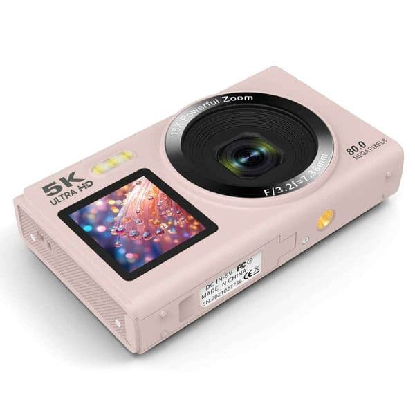 5K Resolution Digital Camera with Dual Screens 18X Zoom 80MP Interpolation for Video Recording and Photo Capture 26W0606