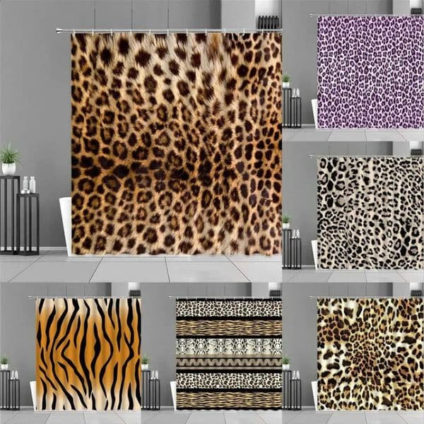 Designer Africa Wild Animals Leopard Pattern Shower Curtain Pink Brown Tiger Leopards Print h Home Bathroom Decor Gifts Waterproof Curtains Free Shipping 2