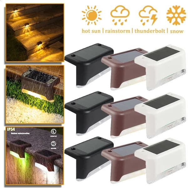 Outdoor Solar Step Lights Warm White LED Waterproof Stair Path Lighting for Garden Patio Fence Balcony Decoration Power 260605